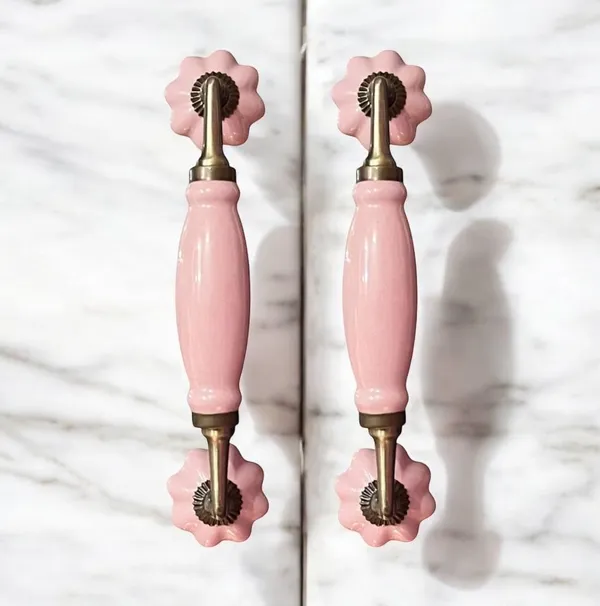 Ceramic_Door_Handle_Gold_Antique_Finish_(Size_-_8.5_Inch)_-_Hole_To_Hole_6.5_Inch_(Pink)_-_Pack_Of_1_Handle