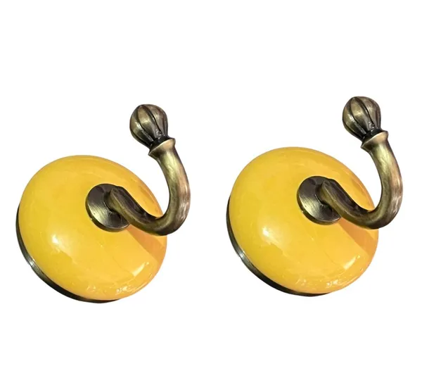 Maison_Belle_Ceramic_Metal_Wall_Hook/Wall_Mounted_Single_Hook_Hanger_-_GLOD_Antique_Hook_(Size_3.5_Inch)_-_(Yellow_-_Pack_of_2)
