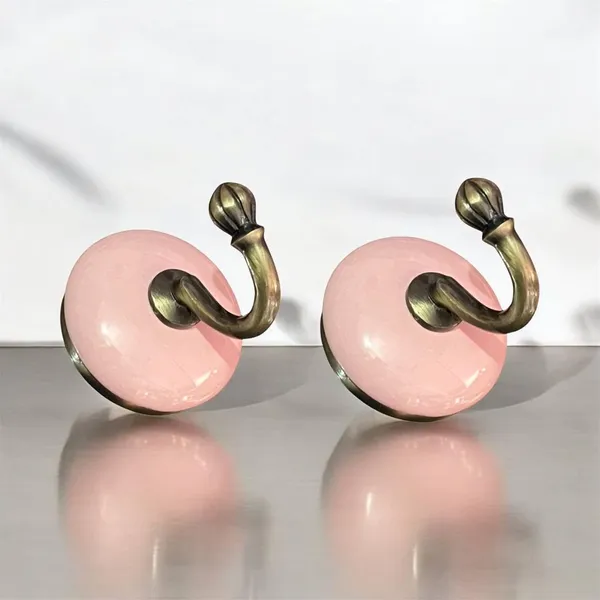 Maison_Belle_Ceramic_Metal_Wall_Hook/Wall_Mounted_Single_Hook_Hanger_-_GLOD_Antique_Hook_(Size_3.5_Inch)_-_(Pink_-_Pack_of_2)