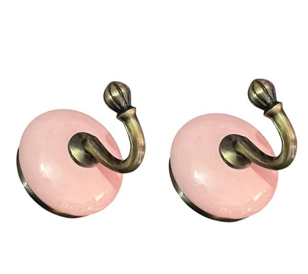 Maison_Belle_Ceramic_Metal_Wall_Hook/Wall_Mounted_Single_Hook_Hanger_-_GLOD_Antique_Hook_(Size_3.5_Inch)_-_(Pink_-_Pack_of_2)