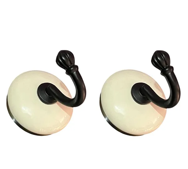 Maison_Belle_Ceramic_Metal_Wall_Hook/Wall_Mounted_Single_Hook_Hanger_-_Black_Hook_(Size_3.5_Inch)_-_Pack_of_2_(Cream)