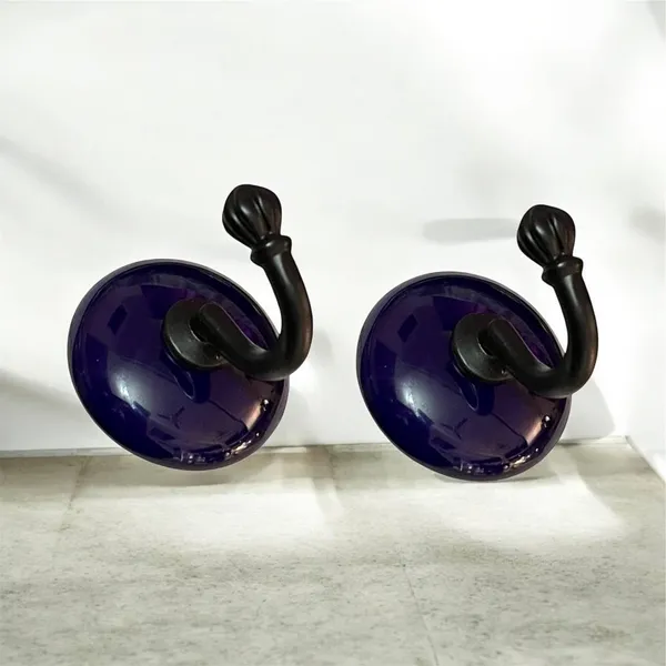 Maison_Belle_Ceramic_Metal_Wall_Hook/Wall_Mounted_Single_Hook_Hanger_-_Black_Hook_(Size_3.5_Inch)_-_Pack_of_2_(Blue)