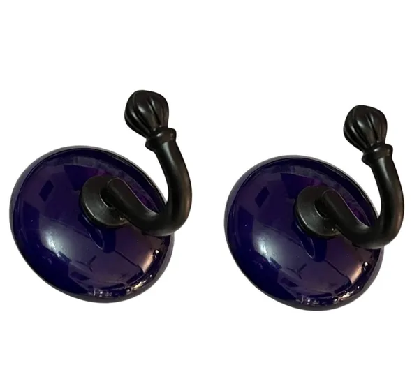 Maison_Belle_Ceramic_Metal_Wall_Hook/Wall_Mounted_Single_Hook_Hanger_-_Black_Hook_(Size_3.5_Inch)_-_Pack_of_2_(Blue)