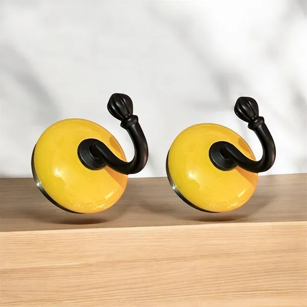Maison_Belle_Ceramic_Metal_Wall_Hook/Wall_Mounted_Single_Hook_Hanger_-_Black_Hook_(Size_3.5_Inch)_-_Pack_of_2_(Yellow)