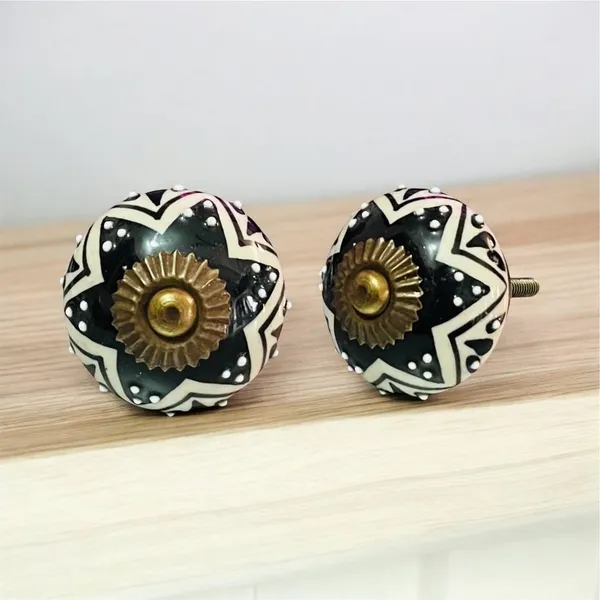 Maison_Belle_Ceramic_Door_Knobs_-_Gold_Antique_Finish_(Size_1.75_INCH,_Pack_of_6)_(Black_Hand_Painting)