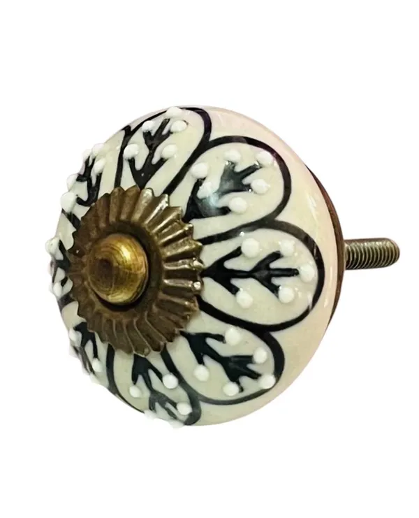 Maison_Belle_Ceramic_Door_Knobs_-_Gold_Antique_Finish_(Size_1.75_INCH,_Pack_of_6)_(14_Black_Hand_Painting)