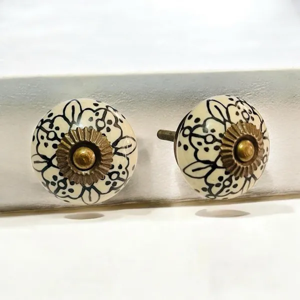 Maison_Belle_Ceramic_Door_Knobs_-_Gold_Antique_Finish_(Size_1.75_INCH,_Pack_of_6)_(Pink_Melon)_(17_Black_Hand_Painting)