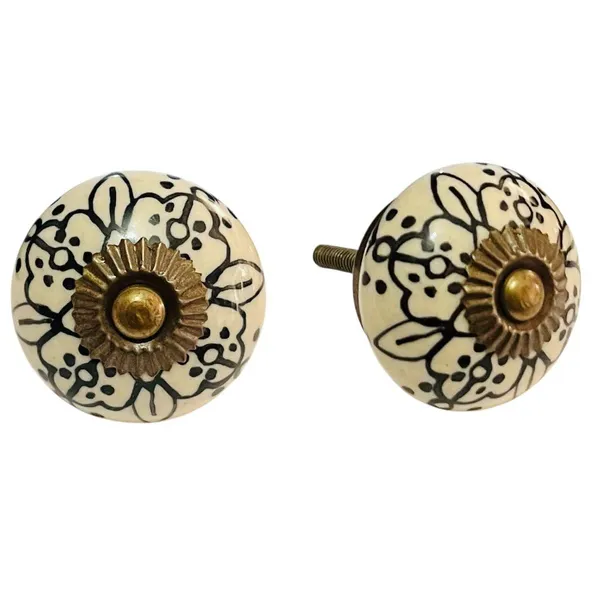 Maison_Belle_Ceramic_Door_Knobs_-_Gold_Antique_Finish_(Size_1.75_INCH,_Pack_of_6)_(Pink_Melon)_(17_Black_Hand_Painting)