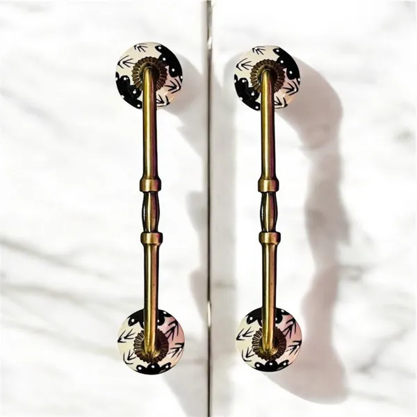 Maison_Belle_Ceramic_Door_Handle_Gold_Antique_Finish_-_(Size_8_Inch,_Hand_Painting)_-_Hole_to_Hole_6_INCH_(Pack_of_1_Handle)_(6_INCH)