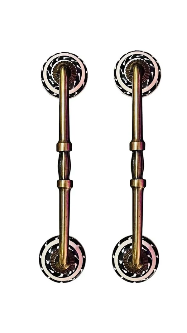 Maison_Belle_Ceramic_Door_Handle_Gold_Antique_Finish_-_(Size_10_Inch,_Hand_Painting)_-_Hole_to_Hole_8_INCH_(Pack_of_1_Handle)_(8_INCH)