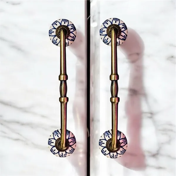 Maison_Belle_Ceramic_Door_Handle_Gold_Antique_Finish_-_(Size_10_Inch,_Hand_Painting)_-_Hole_to_Hole_8_INCH_(Pack_of_1_Handle)_(8_INCH)