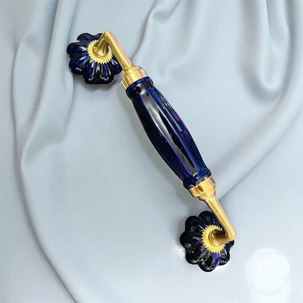 Maison_Belle_Ceramic_Door_Handle_Brass_Finish_(Size_-_8.5_INCH)_-_Hole_to_Hole_6.5_INCH_-_Pack_of_1_Handle_(Brass)_(Blue)