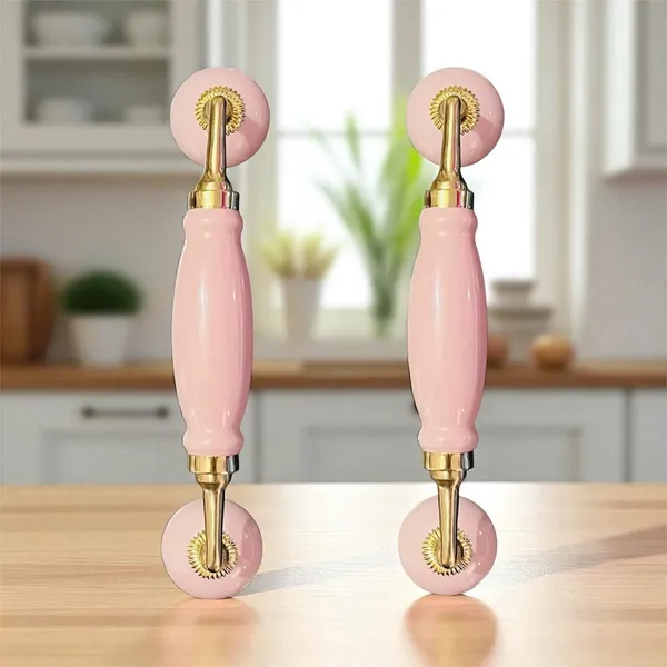 Maison_Belle_Ceramic_Door_Handle_Brass_Finish_(Size_-_8.5_INCH)_-_Hole_to_Hole_6.5_INCH_-_Pack_of_1_Handle_(Brass)_(Pink_Plain)