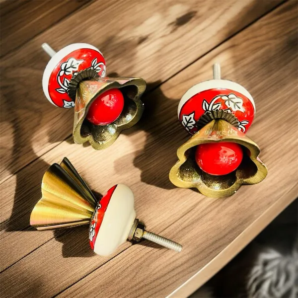 Maison_Belle_Ceramic_Flower_KNOBS_for_Drawer_-_Gold_Antique_Finish_(Size_2.5_INCH_-_White,_Pack_of_2)_(RED)
