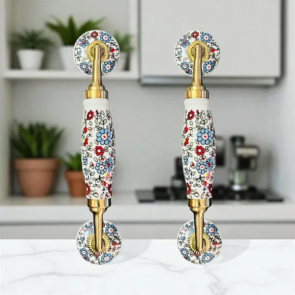 Maison_Belle_Ceramic_Door_Handle_Brass_Finish_(Size_-_8.5_INCH)_-_Hole_to_Hole_6.5_INCH_-_Pack_of_1_Handle_(Brass)_(White_-_Multi_Flower)
