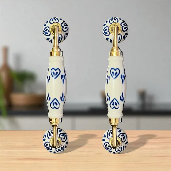 Maison_Belle_Ceramic_Door_Handle_Brass_Finish_(Size_-_8.5_INCH)_-_Hole_to_Hole_6.5_INCH_-_Pack_of_1_Handle_(Brass)_(Blue_Heart)