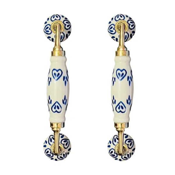 Maison_Belle_Ceramic_Door_Handle_Brass_Finish_(Size_-_8.5_INCH)_-_Hole_to_Hole_6.5_INCH_-_Pack_of_1_Handle_(Brass)_(Blue_Heart)