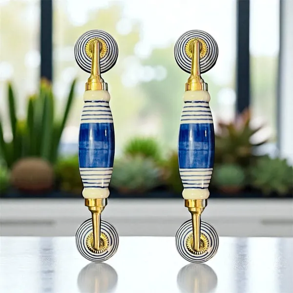 Maison_Belle_Ceramic_Door_Handle_Brass_Finish_(Size_-_8.5_INCH)_-_Hole_to_Hole_6.5_INCH_-_Pack_of_1_Handle_(Brass)_(Blue_Lines)