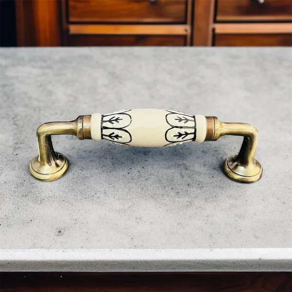 Maison_Belle_Ceramic_Door_Handle_Gold_Antique_Finish_-_(Size_8_Inch,_Hand_Painted)_Hole_to_Hole_6.5_INCH_(1._Black_Hand_Painted)