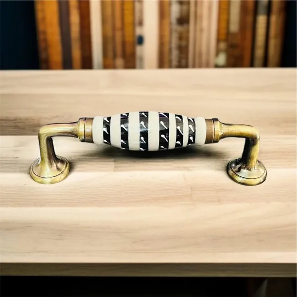 Maison_Belle_Ceramic_Door_Handle_Gold_Antique_Finish_-_(Size_8_Inch,_Hand_Painted)_Hole_to_Hole_6.5_INCH_(7._Black_Hand_Painted)
