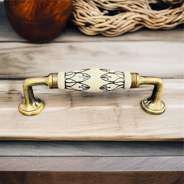 Maison_Belle_Ceramic_Door_Handle_Gold_Antique_Finish_-_(Size_8_Inch,_Hand_Painted)_Hole_to_Hole_6.5_INCH_(8._Black_Hand_Painted)