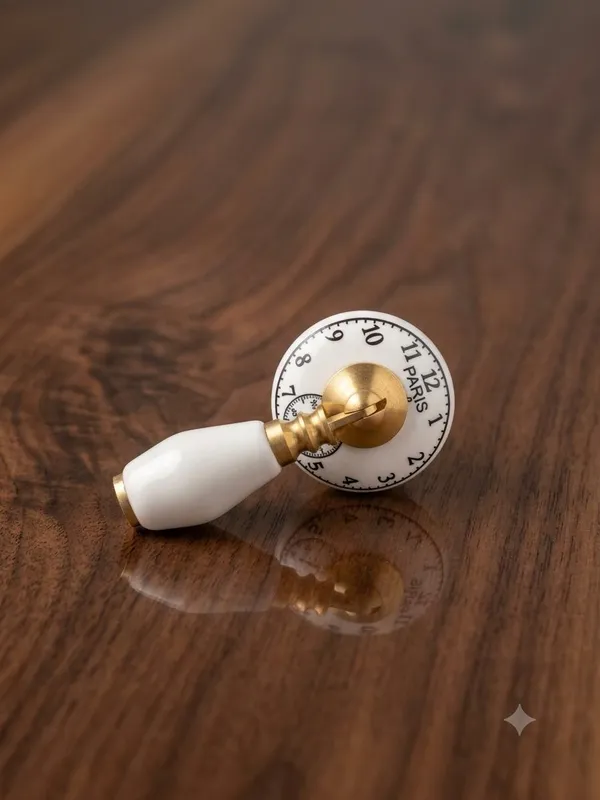 PACK_OF_1_KNOB_-_Ceramic_Door_Knob_White_Arch_Handle_Cabinet_DRAWER_Pull_-_BRASS_Finish_(Size_3_Inch)