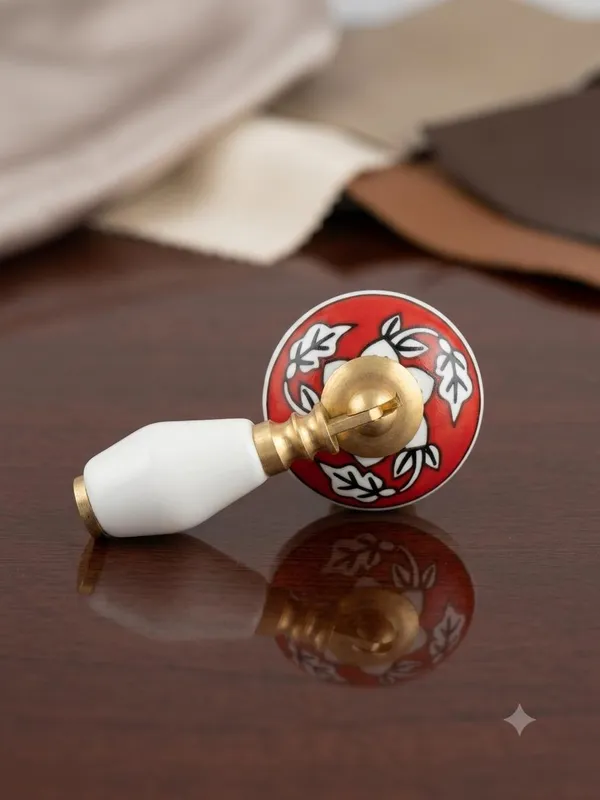 PACK_OF_1_KNOB_-__Ceramic_Door_Knob_White_Arch_Handle_Cabinet_DRAWER_PULL_-_BRASS_Finish_(Size_3_Inch)