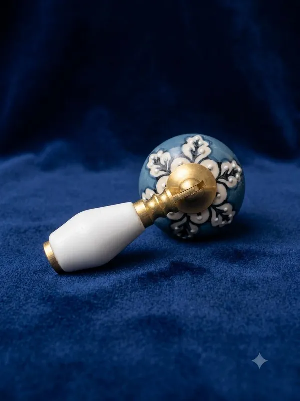 PACK_OF_1_-_Ceramic_Door_Knob_White_Arch_Handle_Cabinet_Drawer_Pull_-_Brass_Finish_(Size_3_Inch)