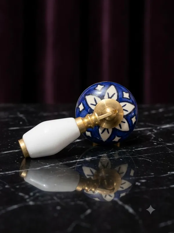PACK_OF_1_-__Ceramic_Door_Knob_White_Arch_Handle_Cabinet_Drawer_Pull_-_Brass_Finish_(Size_3_Inch)
