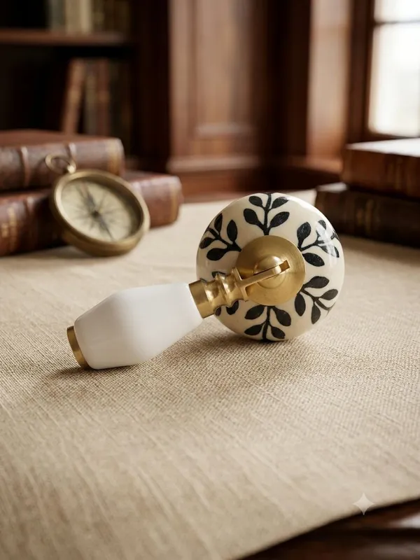 Pack_of_1_-_Ceramic_Door_Knob_White_Arch_Handle_Cabinet_Drawer_Pull_-_Brass_Finish_(Size_3_Inch)