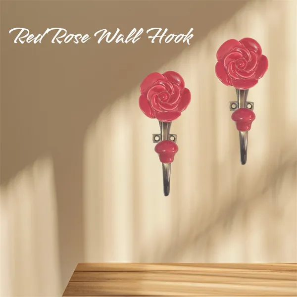 Pack_of_2_Ceramic_Metal_Wall_Mounted_Single_Hook_Hanger_RED_Rose_-_Gold_Antique_Finish_(Size_5_Inch)_