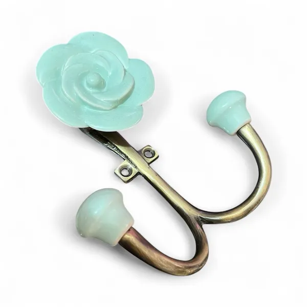 Pack_of_2_Hooks__Ceramic_Rose_Hook_Metal_Wall_Mounted_Double_Hook_Hanger_-_(Size_5_Inch)__(Mint_-_Antique)