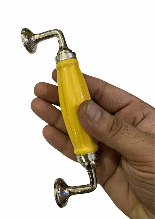 Mustard_Ceramic_Door_Handle_With_Silver_Finish_(Size_6_Inch,_Mustard)