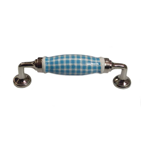 Silver_Check_Blue_Ceramic_Door_Handle_Silver_Finish_-_Scratch_Proof_100%_(Size_6_Inch,_Bluish_Check)