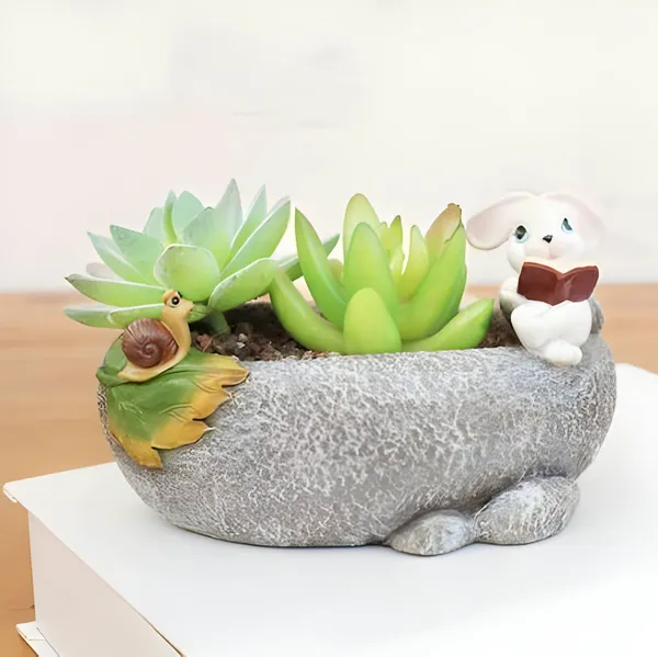 Cute_Rabbit_Reading_Book_Resin_Succulent_Pot_For_Home_&_Decoration