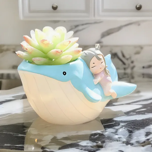 Cute_Girl_On_Whale_Resin_Succulent_Pot_For_Home_&_Decoration