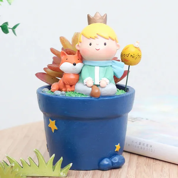 Cute_Prince_Sitting_With_Fox_Resin_Succulent_Pot_For_Home_&_Decoration