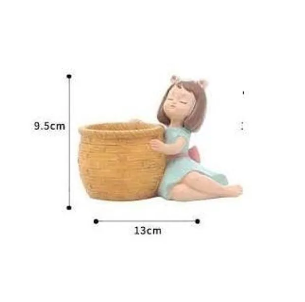 Multicolor_Girl_With_Orange__Basket_Resin_Succulent_Pot_For_Home_&_Decoration_(9.5_*_13_Cm)
