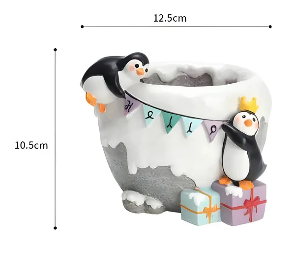 Penguins_Celebrating_Resin_Succulent_Pot_For_Home_&_Decoration