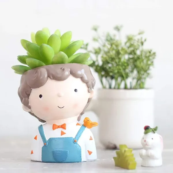 Small_Cute_Boy_Resin_Succulent_Pot_For_Home_&_Decoration_(9.5_*_9_Cm)