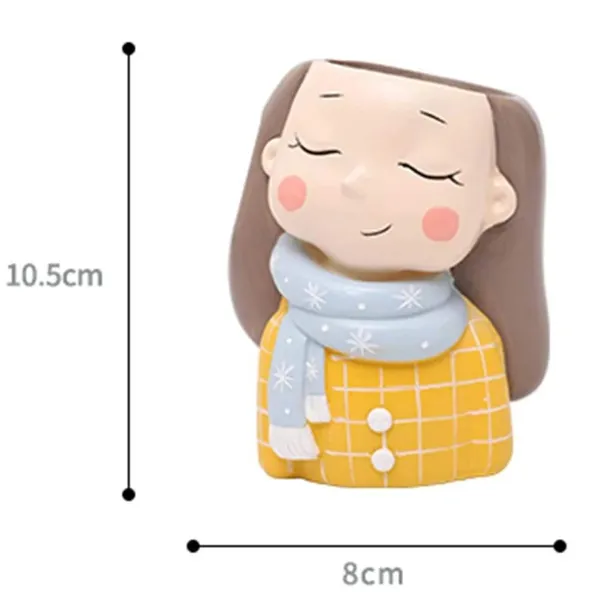 Winter_Girl_Resin_Succulent_Pot_For_Home_&_Decoration_(10.5_*_8_Cm)