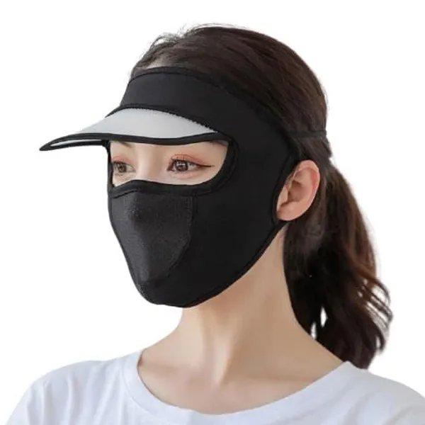 Multicolor_Women'S_Polyester_Sun_Cap_With_Face_Cover_Scarf_Mask_Breathable_Sun_Protection_Hat_&_Visor_For_Outdoor_Cycling_Fishing_And_Bike