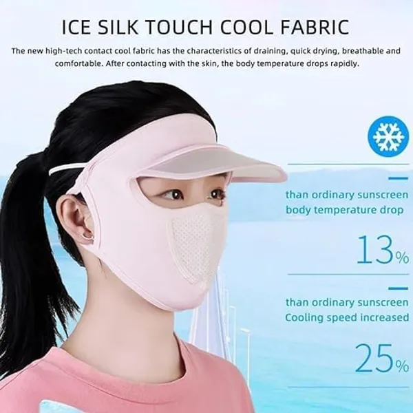 Multicolor_Women'S_Polyester_Sun_Cap_With_Face_Cover_Scarf_Mask_Breathable_Sun_Protection_Hat_&_Visor_For_Outdoor_Cycling_Fishing_And_Bike