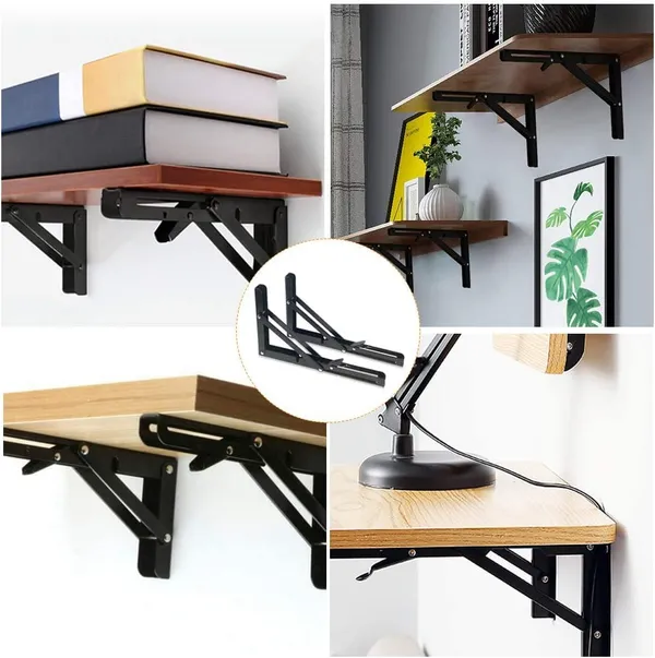 12inch_Folding_Shelf_Bracket_with_Screws_Heavy_Duty_Metal_Collapsible_Triangle_Shelf_Bracket,_DIY_Wall_Mounted_Folding_Table_Hinge_Space_Saving_Folding_Brackets_-_Black