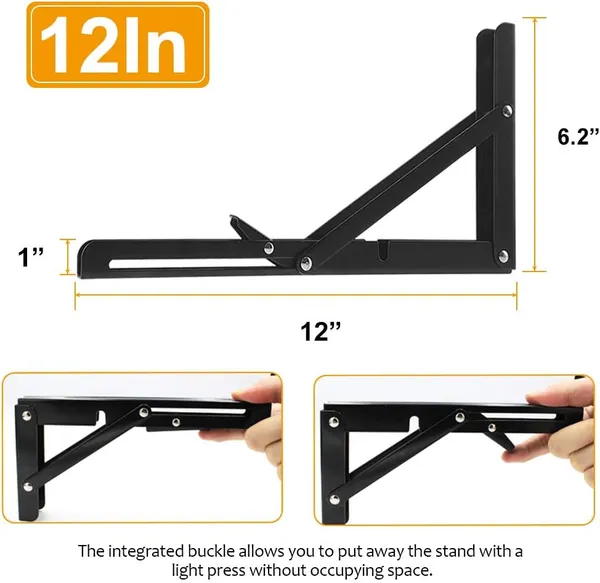 12inch_Folding_Shelf_Bracket_with_Screws_Heavy_Duty_Metal_Collapsible_Triangle_Shelf_Bracket,_DIY_Wall_Mounted_Folding_Table_Hinge_Space_Saving_Folding_Brackets_-_Black
