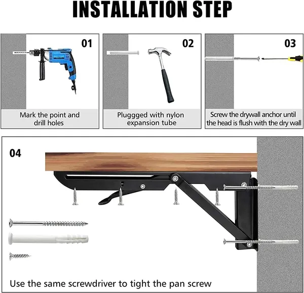 12inch_Folding_Shelf_Bracket_with_Screws_Heavy_Duty_Metal_Collapsible_Triangle_Shelf_Bracket,_DIY_Wall_Mounted_Folding_Table_Hinge_Space_Saving_Folding_Brackets_-_Black