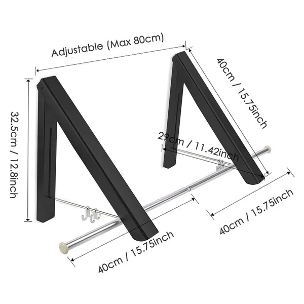 Foldable_Clothing_Rack_with_Rod,_Wall-Mounted_Retractable_Clothes_Hanger_for_Laundry_Dryer_Room,_Hanging_Drying_Rod,_Small_Collapsible_Folding_Garment_Racks_|_(Black_or_Cream)