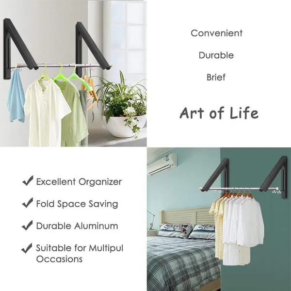 Foldable_Clothing_Rack_with_Rod,_Wall-Mounted_Retractable_Clothes_Hanger_for_Laundry_Dryer_Room,_Hanging_Drying_Rod,_Small_Collapsible_Folding_Garment_Racks_|_(Black_or_Cream)