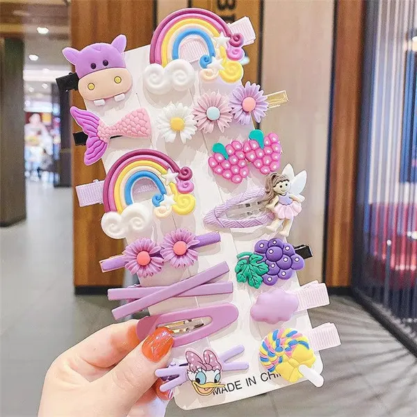 Girls_Hair_Pins_with_Clear_Bag_14pcs_Baby_Hair_Clips_Cute_Cute_Fruit_Cartoon_Animal_Hair_Pin_for_Kids_Hair_Clip_for_Women_Girls_Hair_Accessories_(PURPLE)