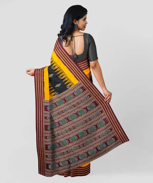 Black__Bharat_Printed_Sambalpuri_Pure_Cotton_Saree_For_Women